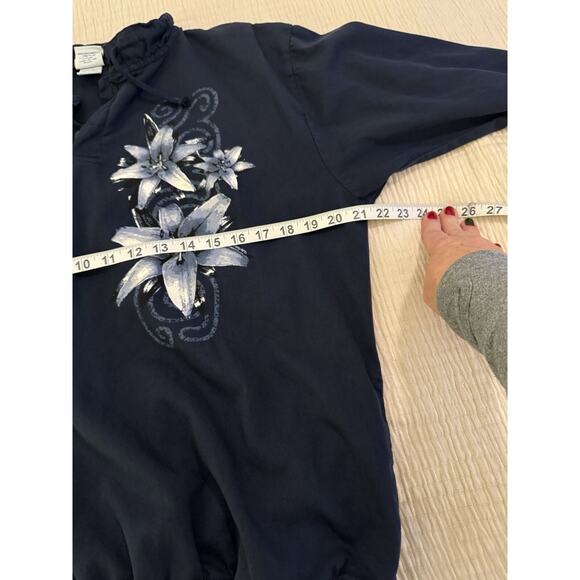 Vintage Crazy Shirts Hawaii Shirt Mens Small Henley Pullover Floral Navy - Picture 11 of 13